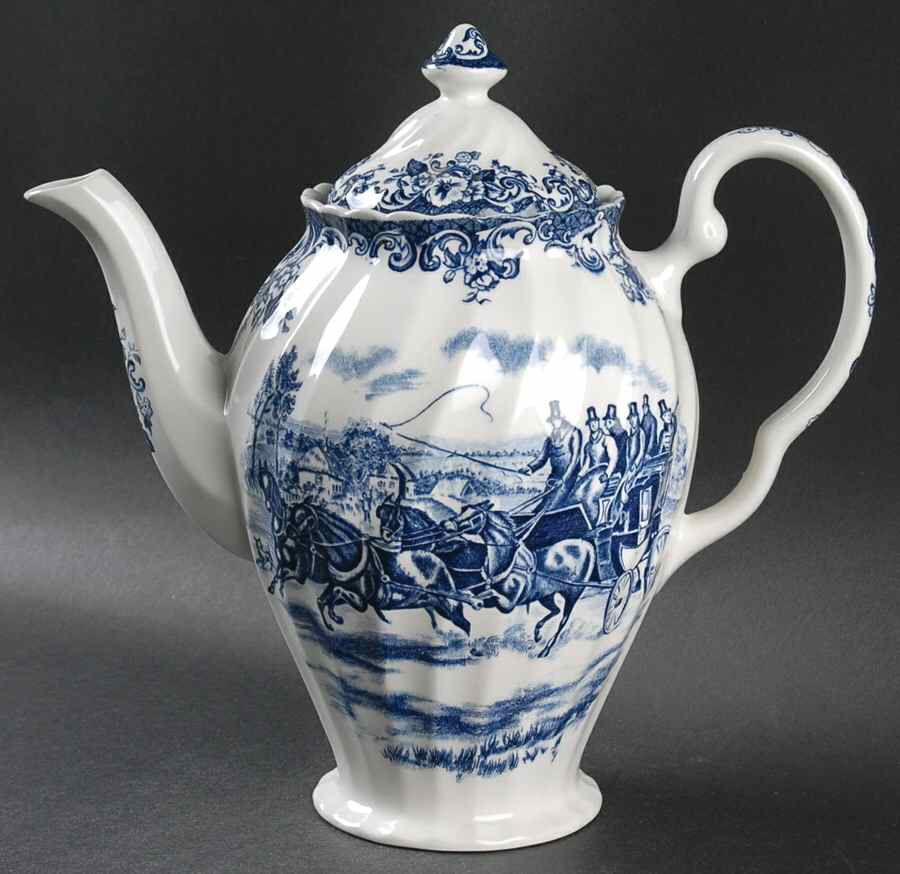 Coaching Scenes Blue Coffee Pot & Lid by Johnson Brothers-1