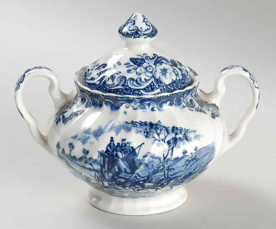 Coaching Scenes Blue Mini Sugar Bowl & Lid by Johnson Brothers-1
