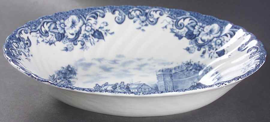 Coaching Scenes Blue 9" Oval Vegetable Bowl by Johnson Brothers-1