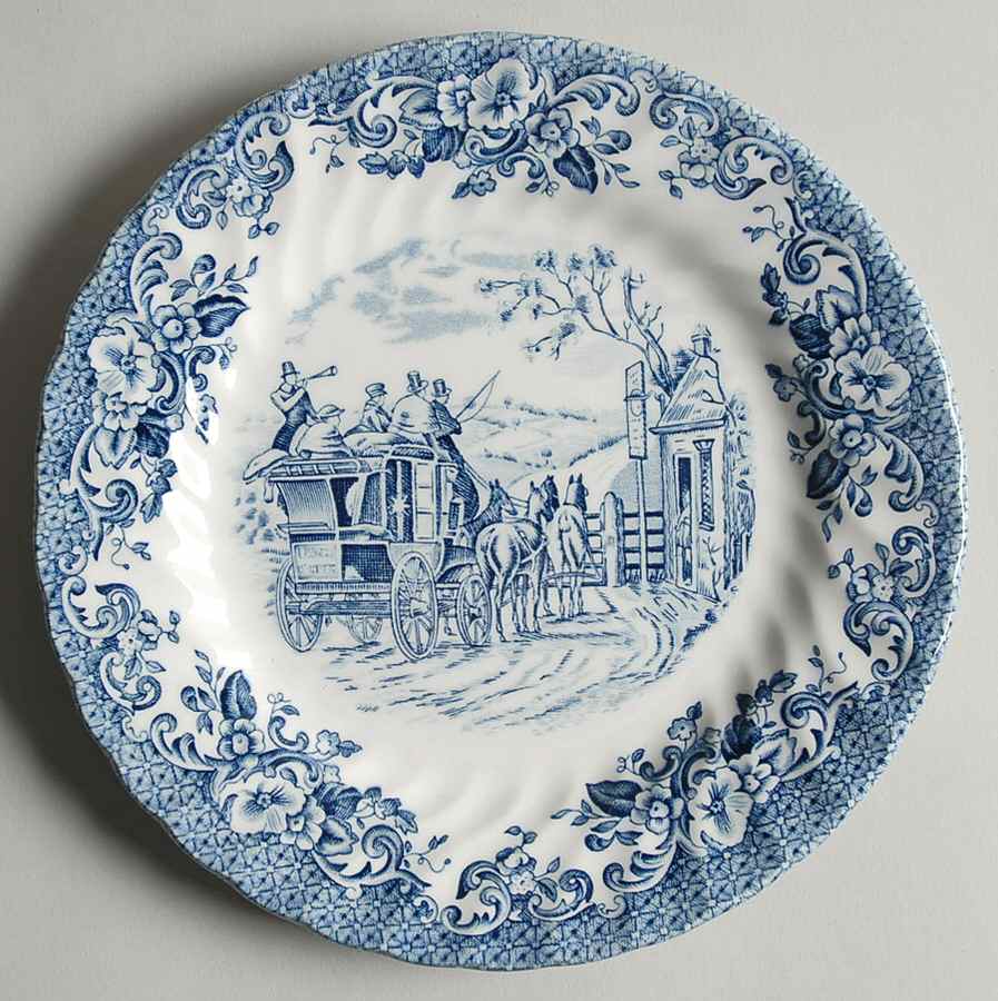Coaching Scenes Blue Dessert/Pie Plate by Johnson Brothers-1
