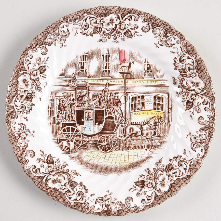 Coaching Scenes Brown Multicolor Salad Plate by Johnson Brothers-1