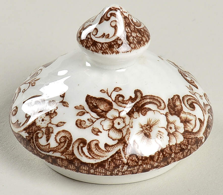 Coaching Scenes Brown Multicolor Lid for Mini Sugar Bowl by Johnson Brothers-1