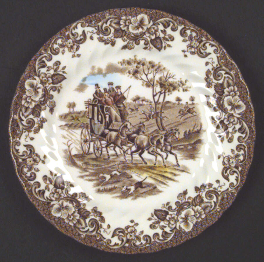Coaching Scenes Brown Multicolor Bread & Butter Plate by Johnson Brothers-1