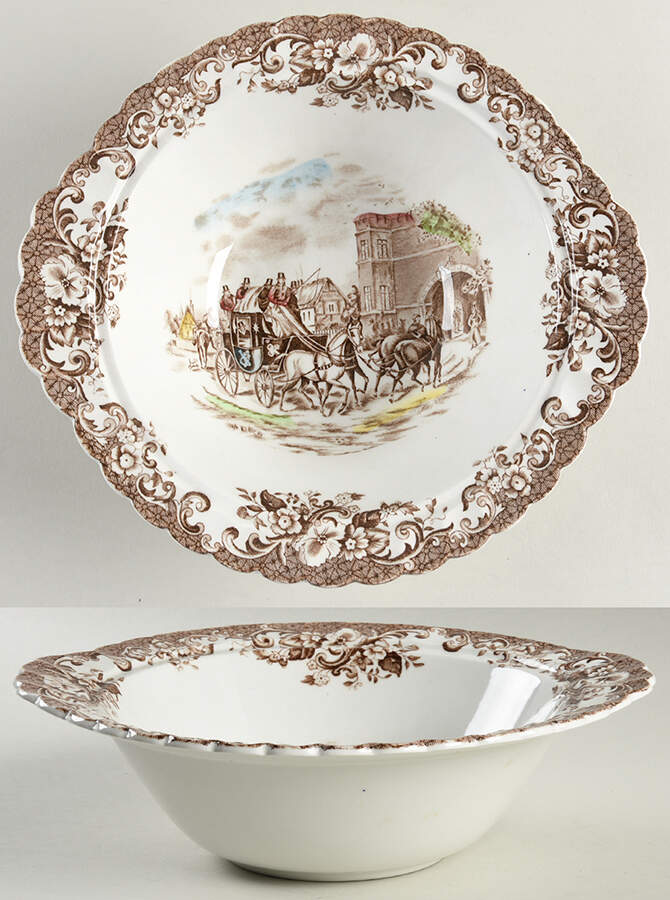Coaching Scenes Brown Multicolor Round Vegetable No Lid by Johnson Brothers-1
