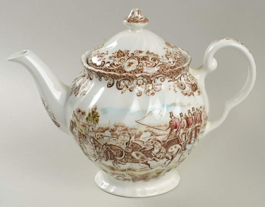 Coaching Scenes Brown Multicolor Teapot & Lid by Johnson Brothers-1