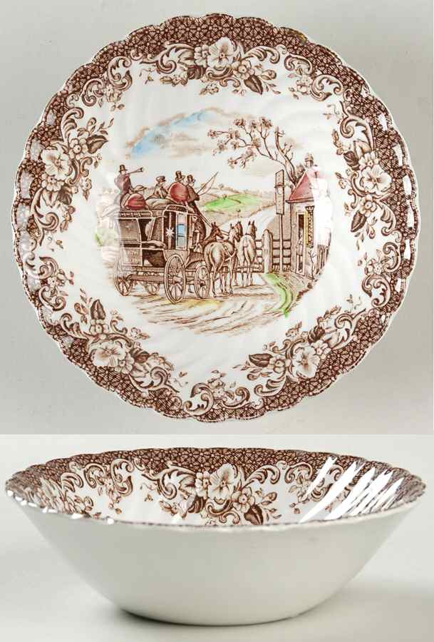 Coaching Scenes Brown Multicolor Coupe Cereal Bowl by Johnson Brothers-1