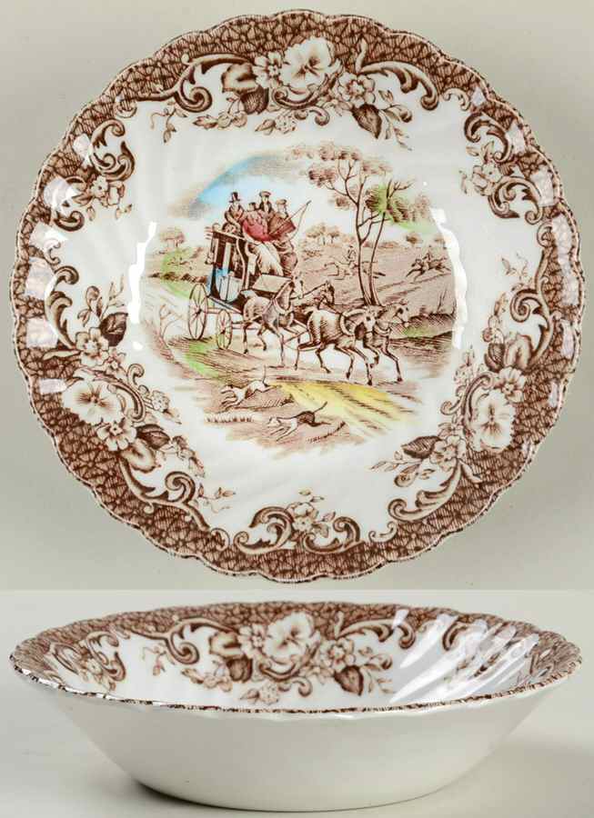 Coaching Scenes Brown Multicolor Fruit/Dessert (Sauce) Bowl by Johnson Brothers-1