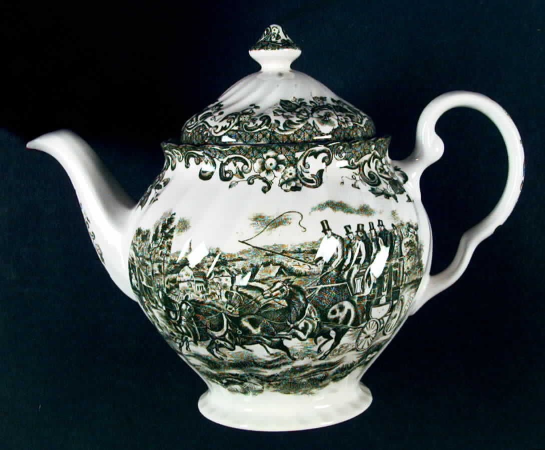 Coaching Scenes Green Teapot & Lid by Johnson Brothers-1