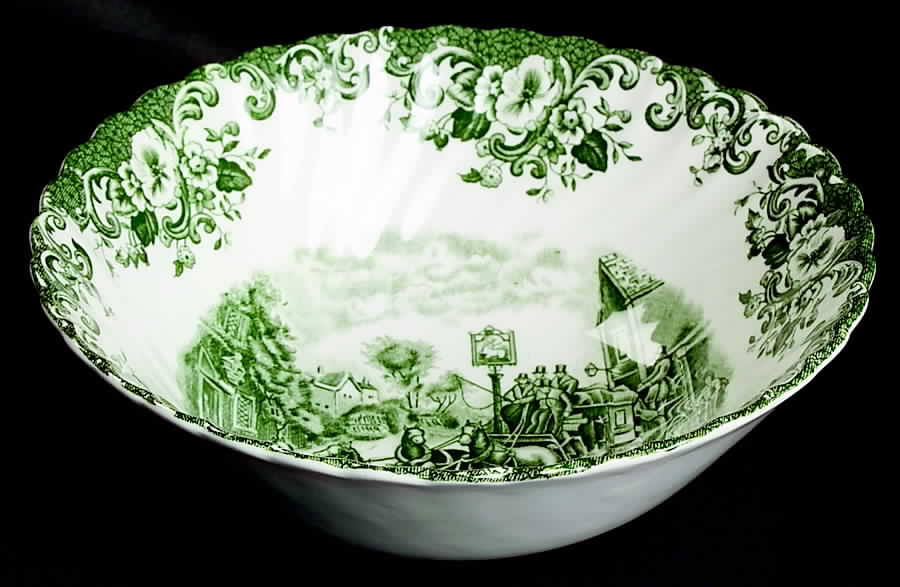 Coaching Scenes Green 8" Round Vegetable Bowl by Johnson Brothers-1