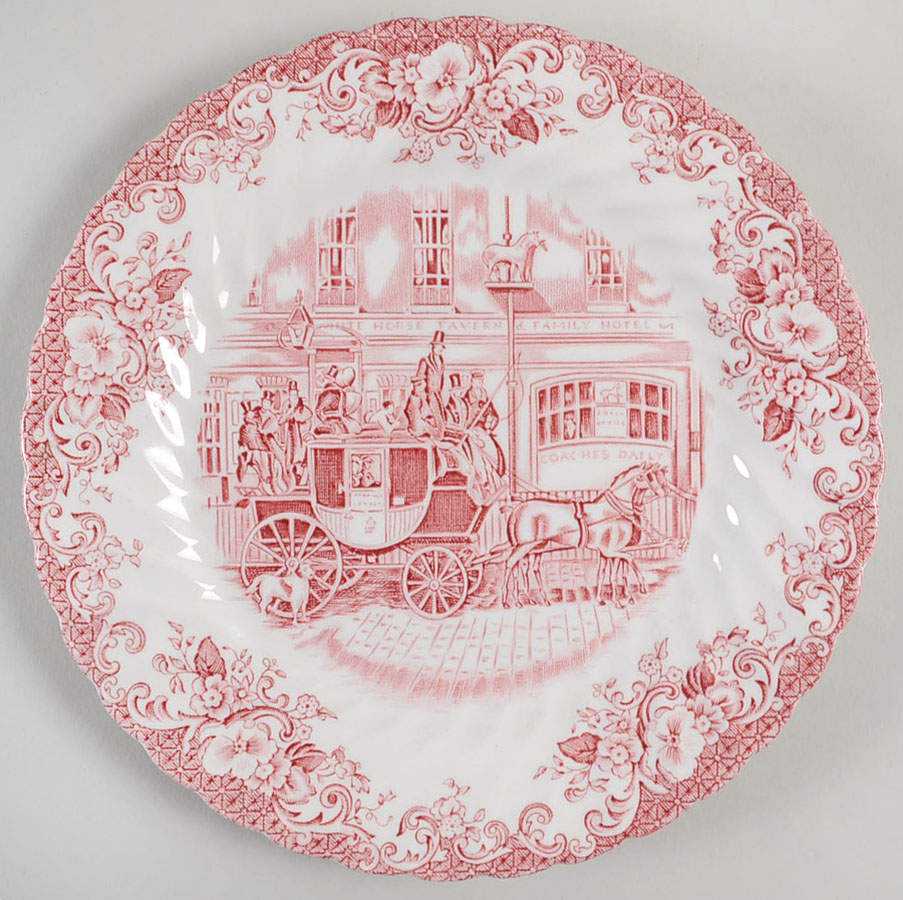 Coaching Scenes Pink Salad Plate by Johnson Brothers-1