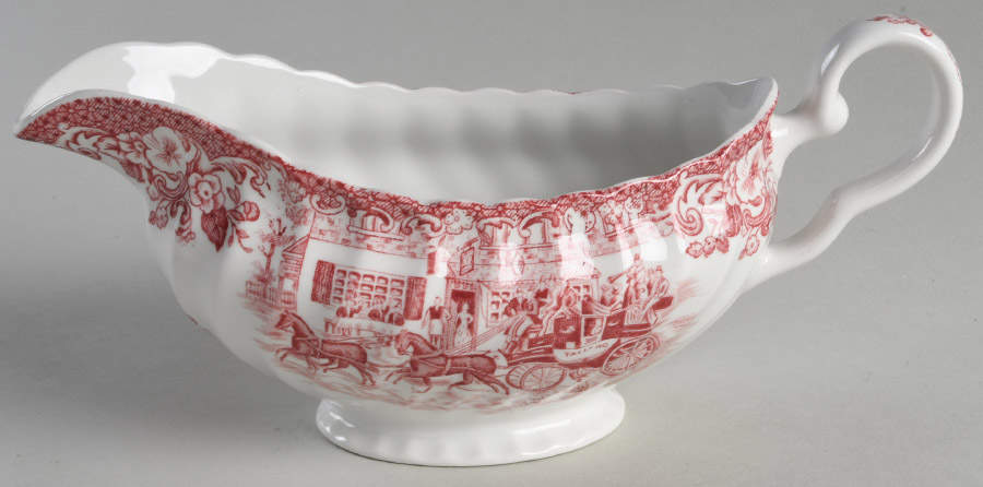 Coaching Scenes Pink Gravy Boat by Johnson Brothers-1