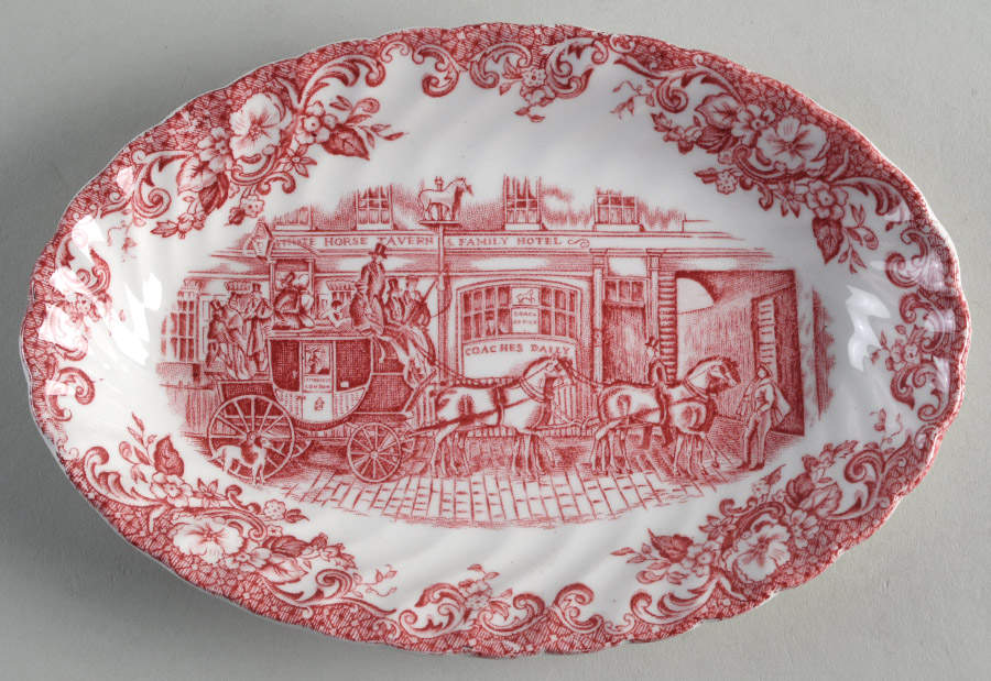 Coaching Scenes Pink Relish/Gravy Underplate by Johnson Brothers-1