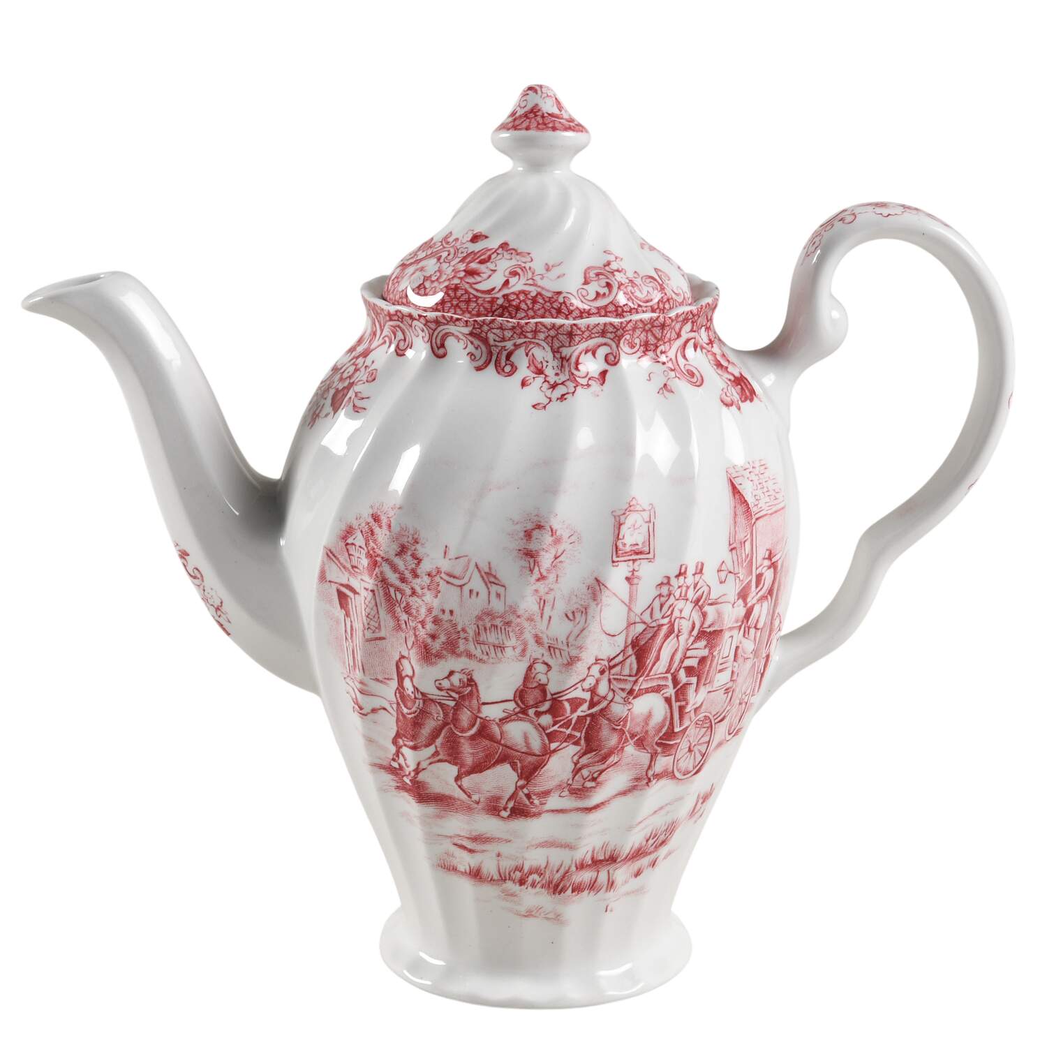 Coaching Scenes Pink Coffee Pot & Lid by Johnson Brothers-1