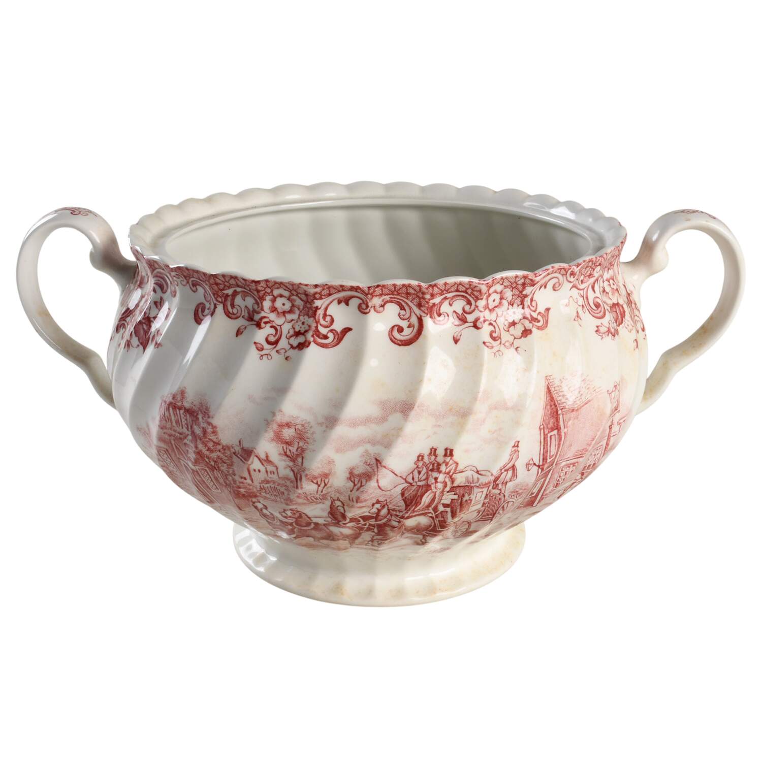 Coaching Scenes Pink Tureen No Lid by Johnson Brothers-1