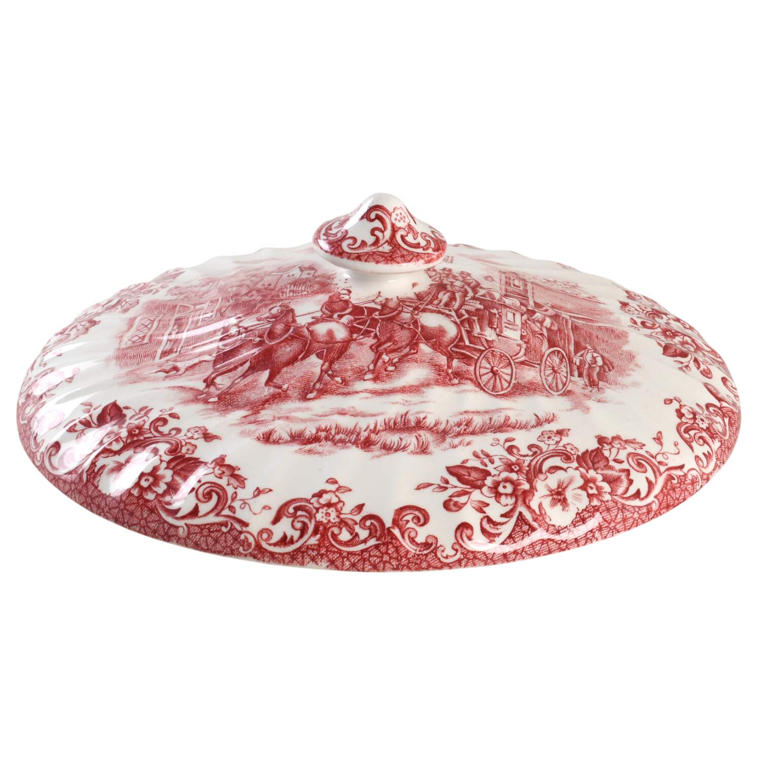 Coaching Scenes Pink Lid for Tureen by Johnson Brothers-1