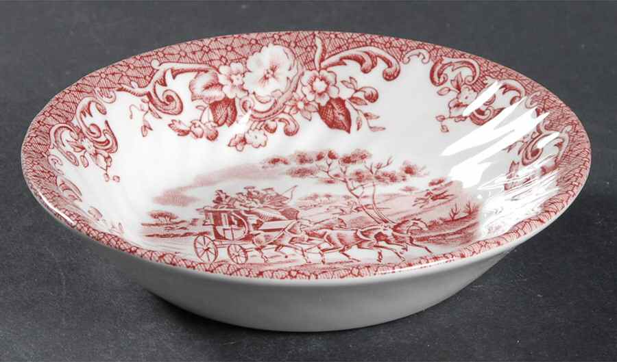 Coaching Scenes Pink Fruit/Dessert (Sauce) Bowl by Johnson Brothers-1
