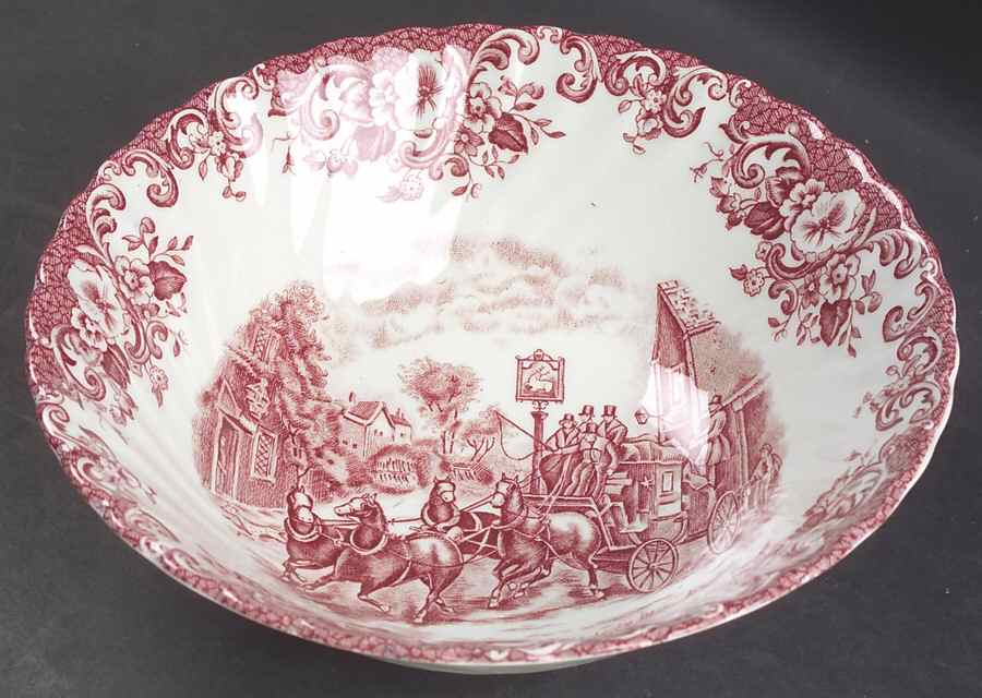 Coaching Scenes Pink 8" Round Vegetable Bowl by Johnson Brothers-1