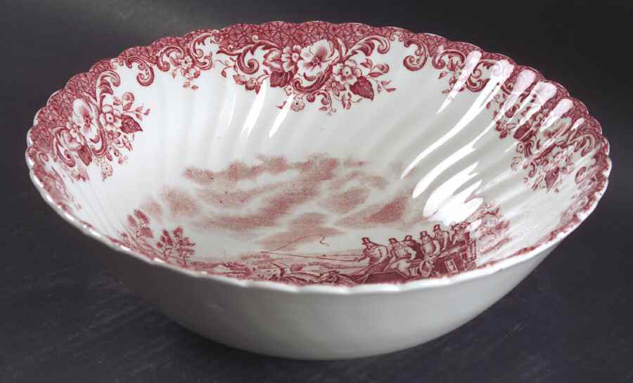 Coaching Scenes Pink 10" Large Salad Serving Bowl by Johnson Brothers-1