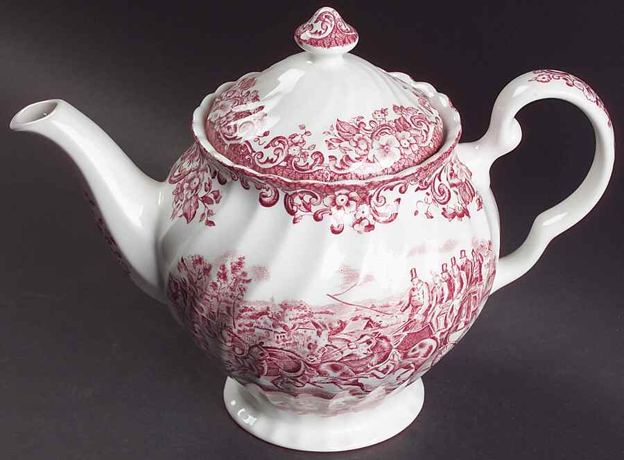 Coaching Scenes Pink Teapot & Lid by Johnson Brothers-1