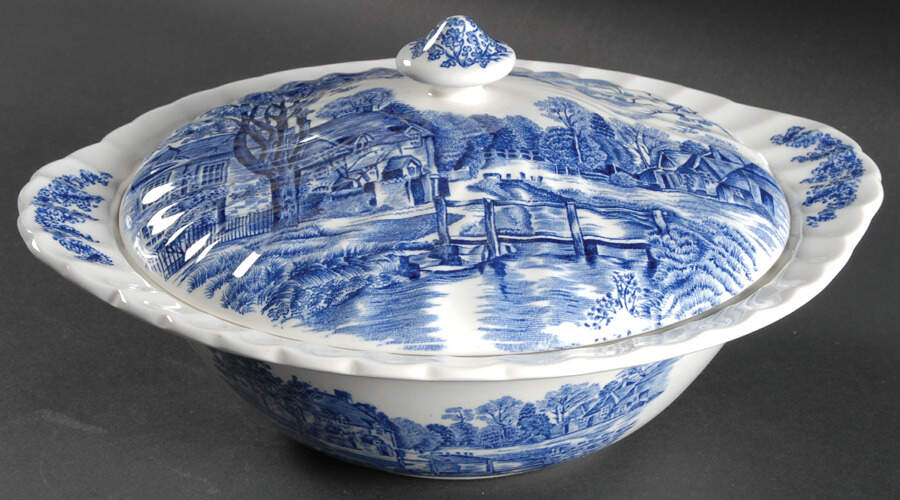 Cotswold Blue Round Covered Vegetable by Johnson Brothers-1