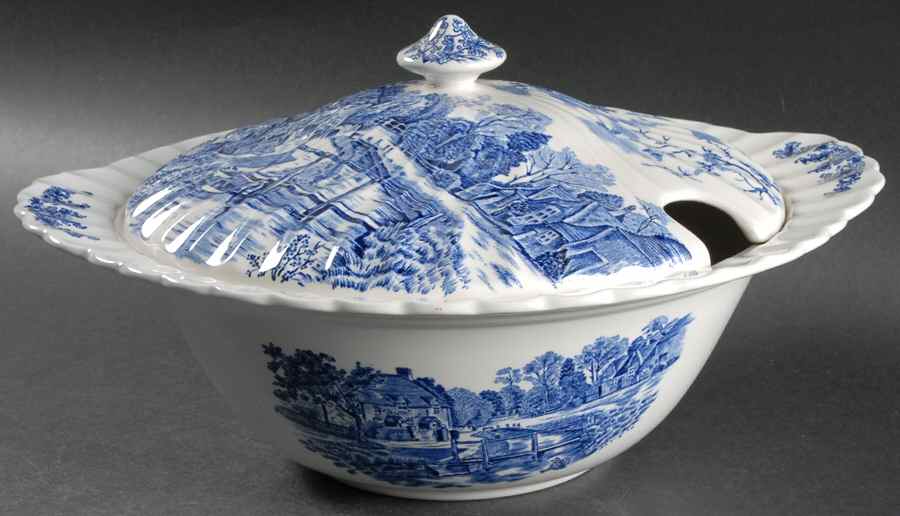 Cotswold Blue Large Round Covered Vegetable by Johnson Brothers-1