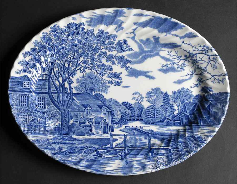 Cotswold Blue 13" Oval Serving Platter by Johnson Brothers-1
