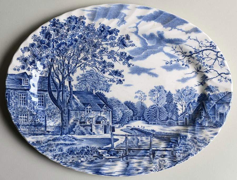 Cotswold Blue 11" Oval Serving Platter by Johnson Brothers-1