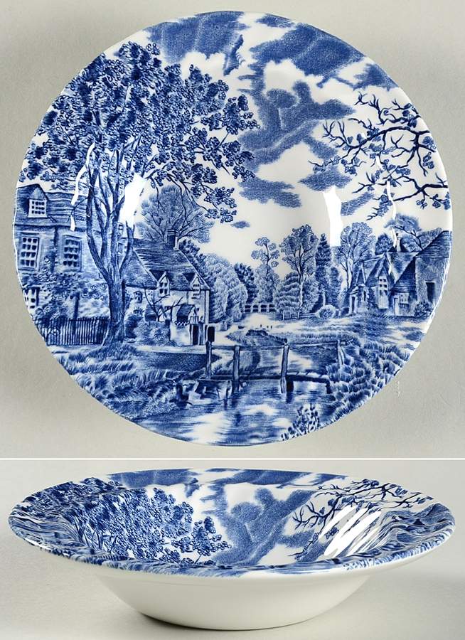 Cotswold Blue Rim Fruit/Dessert (Sauce) Bowl by Johnson Brothers-1
