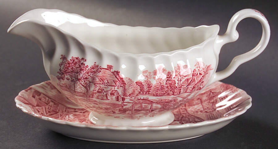 Cotswold Pink Gravy Boat & Underplate/Relish by Johnson Brothers-1