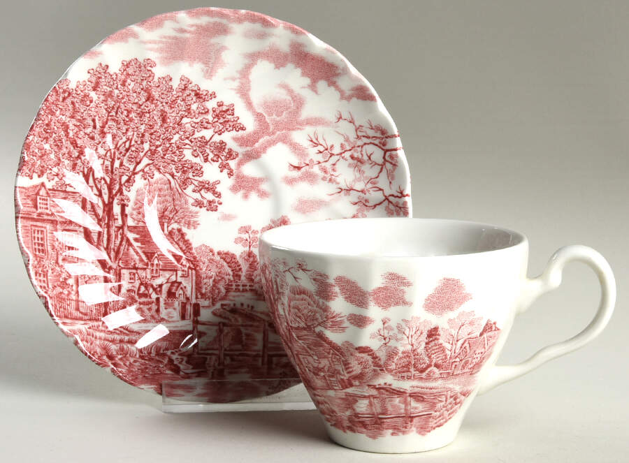 Cotswold Pink Flat Cup & Saucer Set by Johnson Brothers-1