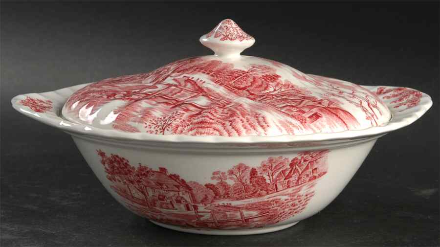Cotswold Pink Large Round Covered Vegetable by Johnson Brothers-1
