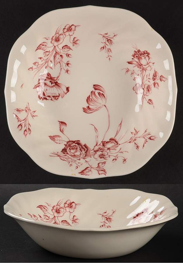 Day In June Burgundy Square Soup Bowl by Johnson Brothers-1