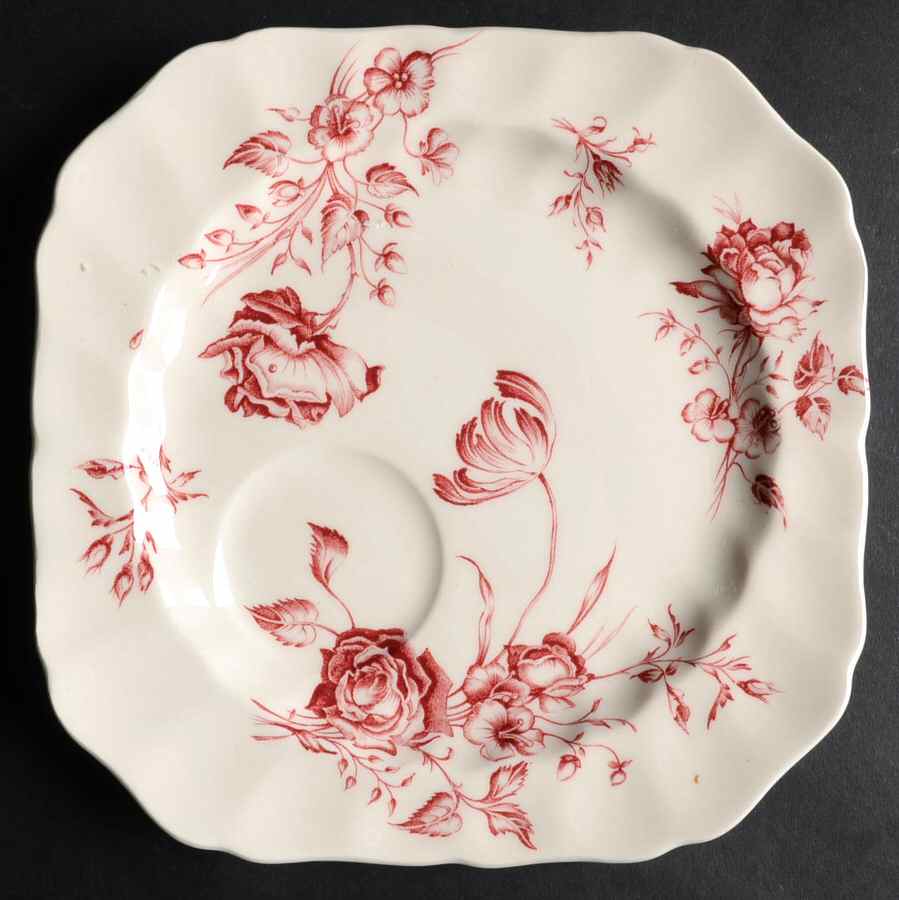 Day In June Burgundy Snack Plate by Johnson Brothers-1
