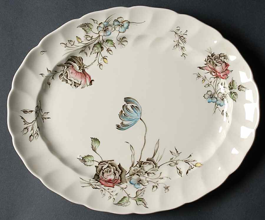 Day In June Multicolor 12" Oval Serving Platter by Johnson Brothers-1
