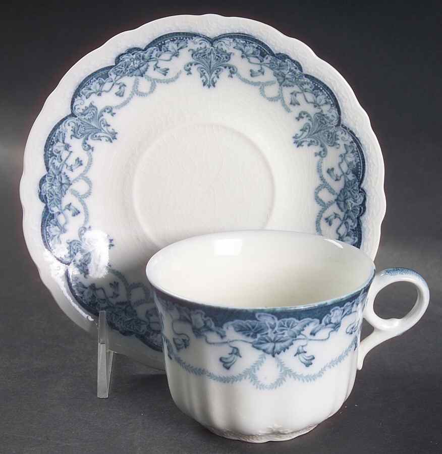Dartmouth Flow Blue Flat Cup & Saucer Set by Johnson Brothers-1