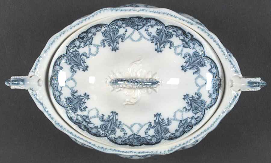 Dartmouth Flow Blue Oval Covered Vegetable by Johnson Brothers-1