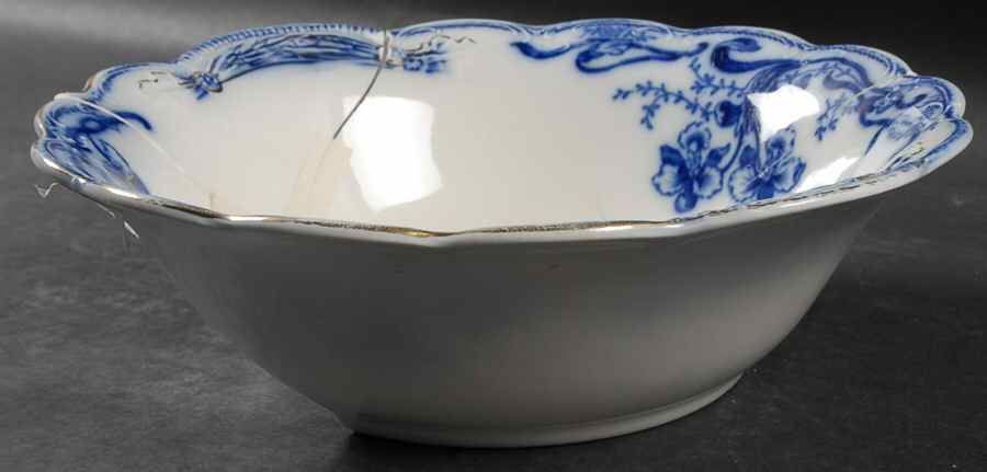 Delmonte (Flow Blue, Gold Accent) 9" Round Vegetable Bowl by Johnson Brothers-1