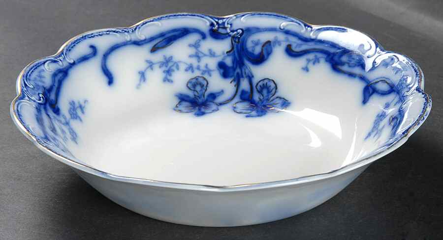 Delmonte (Flow Blue, Gold Accent) Coupe Soup Bowl by Johnson Brothers-1