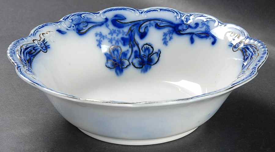 Delmonte (Flow Blue, Gold Accent) 7" Round Vegetable Bowl by Johnson Brothers-1