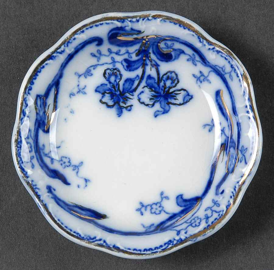 Delmonte (Flow Blue, Gold Accent) Butter Pat by Johnson Brothers-1