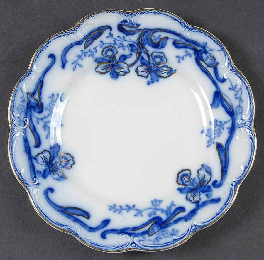 Delmonte (Flow Blue, Gold Accent) Bread & Butter Plate by Johnson Brothers-1