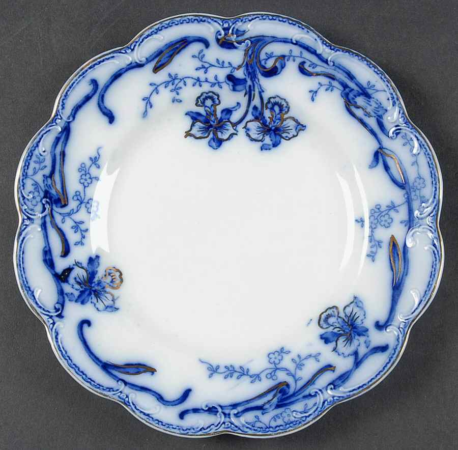 Delmonte (Flow Blue, Gold Accent) Luncheon Plate by Johnson Brothers-1