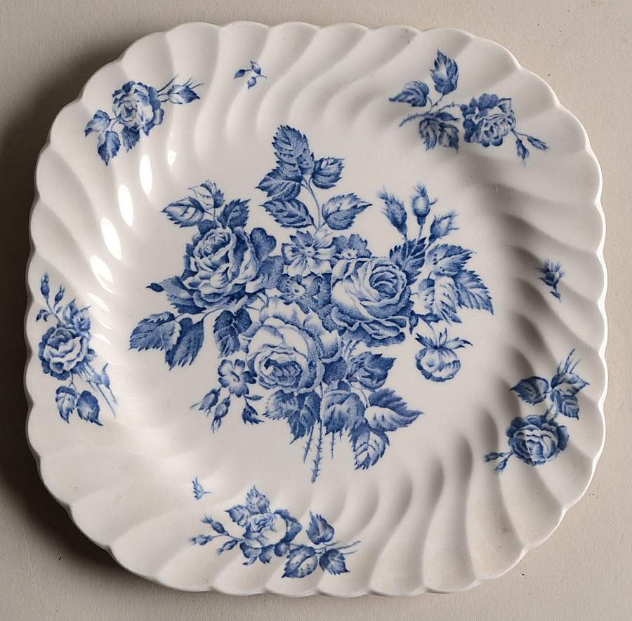 Devon Sprays Blue Square Bread & Butter Plate by Johnson Brothers-1