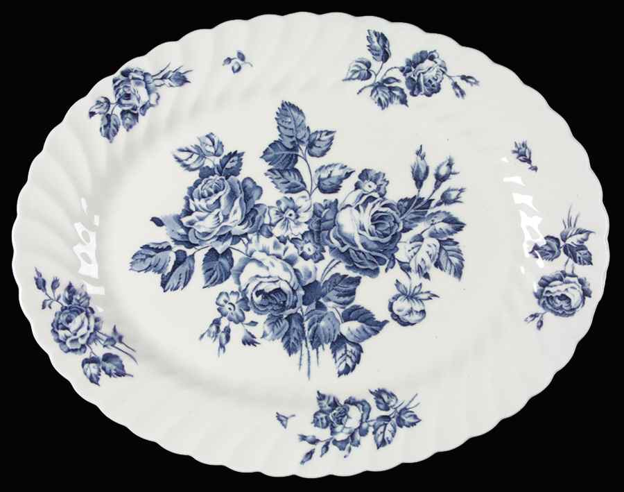 Devon Sprays Blue 12" Oval Serving Platter by Johnson Brothers-1