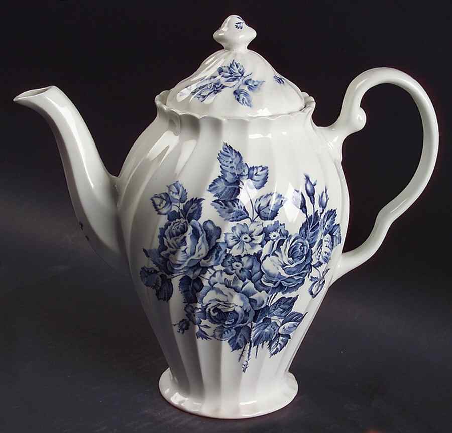 Devon Sprays Blue Coffee Pot & Lid by Johnson Brothers-1