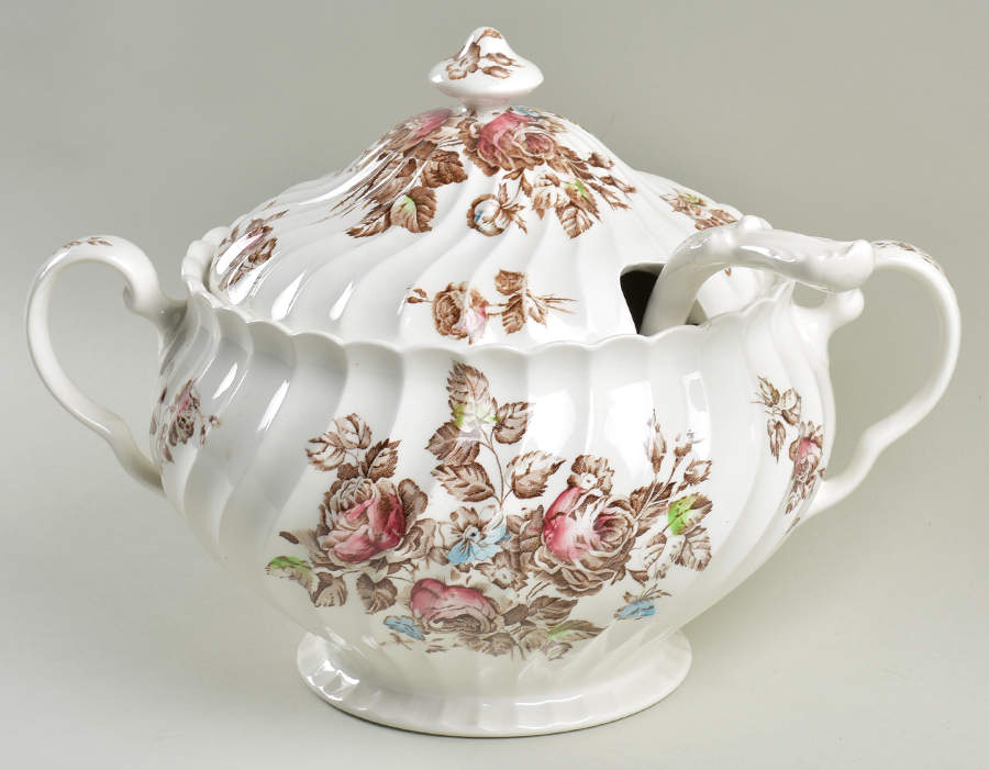 Devon Sprays Brown Multicolor Tureen & Lid w/Ladle by Johnson Brothers-1