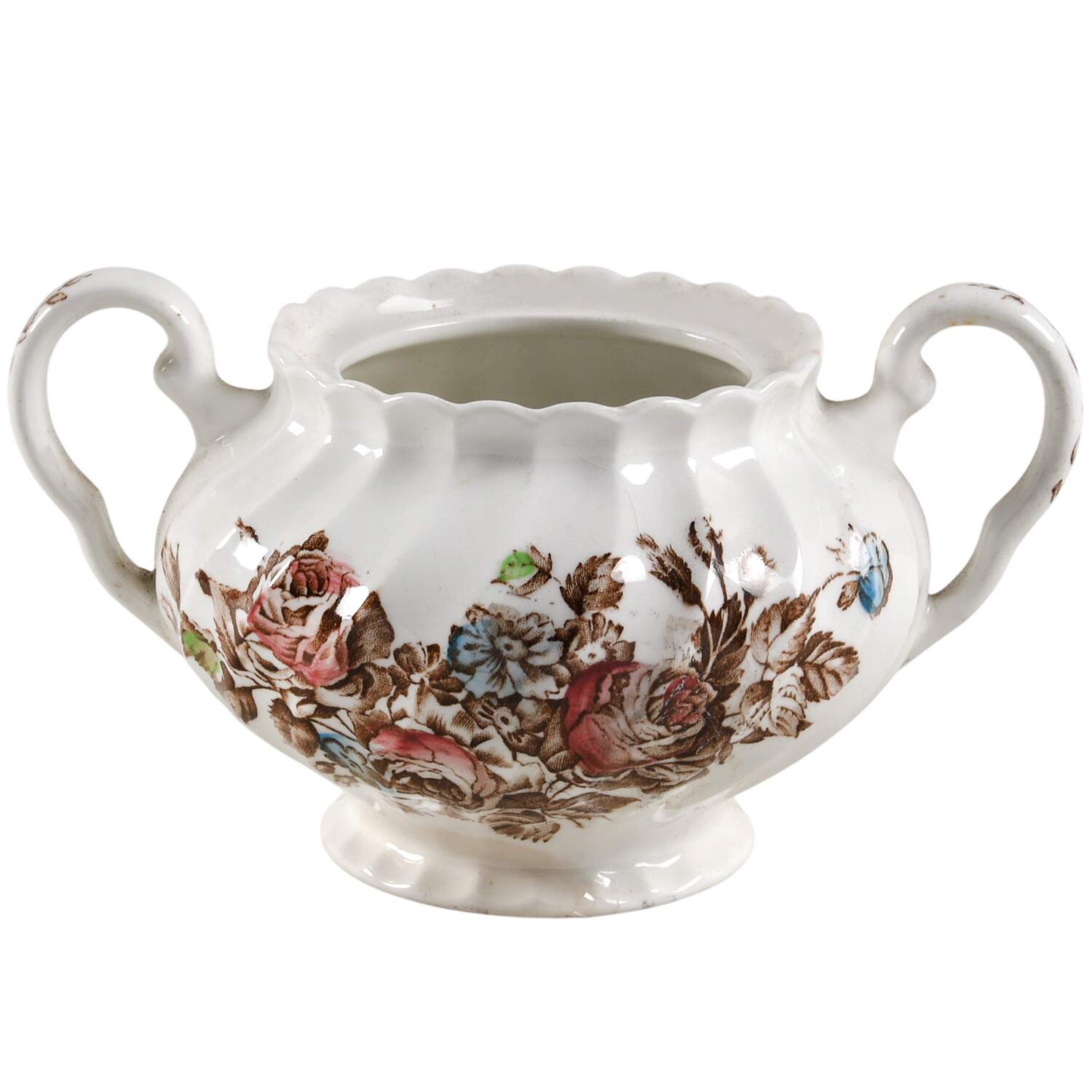 Devon Sprays Brown Multicolor Sugar Bowl No Lid by Johnson Brothers-1