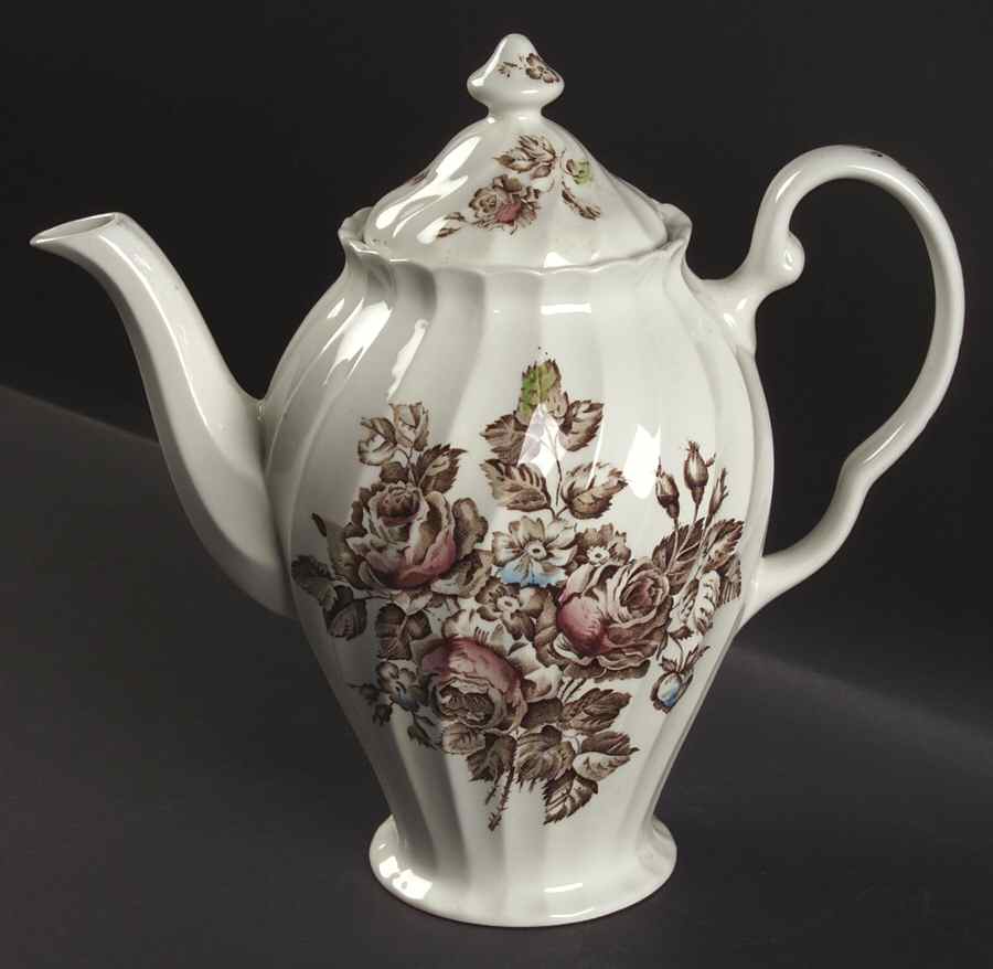 Devon Sprays Brown Multicolor Coffee Pot & Lid by Johnson Brothers-1