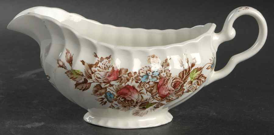 Devon Sprays Brown Multicolor Gravy Boat by Johnson Brothers-1