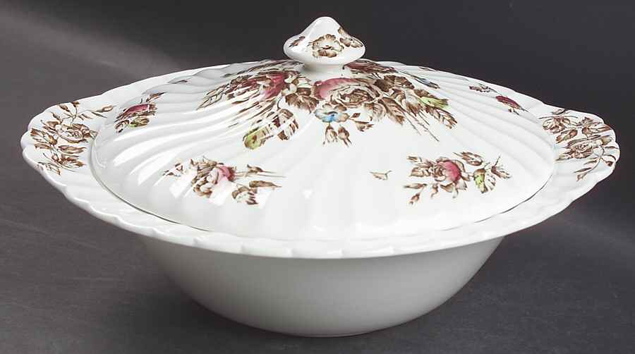 Devon Sprays Brown Multicolor Round Covered Vegetable by Johnson Brothers-1